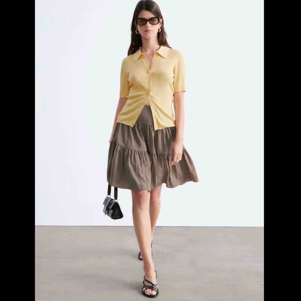 NWT & OTHER STORIES Tiered Knee Length Skirt in Mole